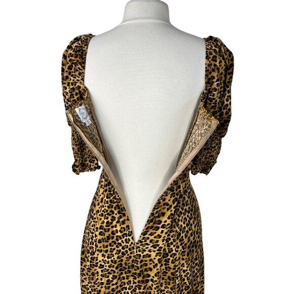 Blue Rain Dress Womens Medium Brown Black Cheeta Print Midi - Picture 7 of 12